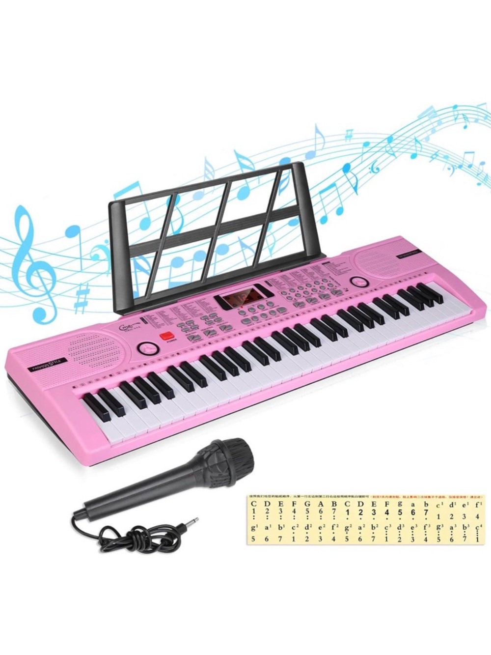 Pink Portable Electronic Keyboard with Microphone - Unbranded